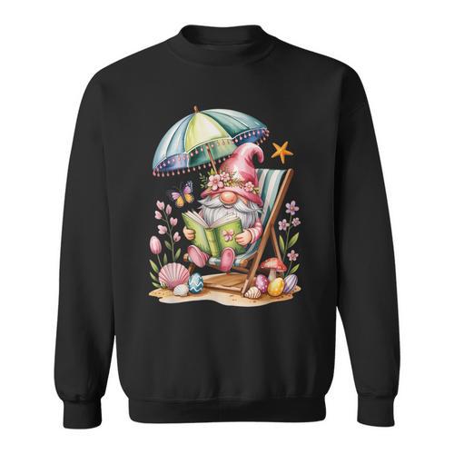 Cute Summer Relaxing Gnome Art For Book Lovers Sweatshirt - Bookorys DE