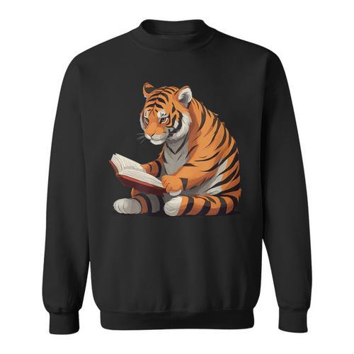Cute Tiger Is Reading a Book Reading Tiger Sweatshirt - Bookorys CA