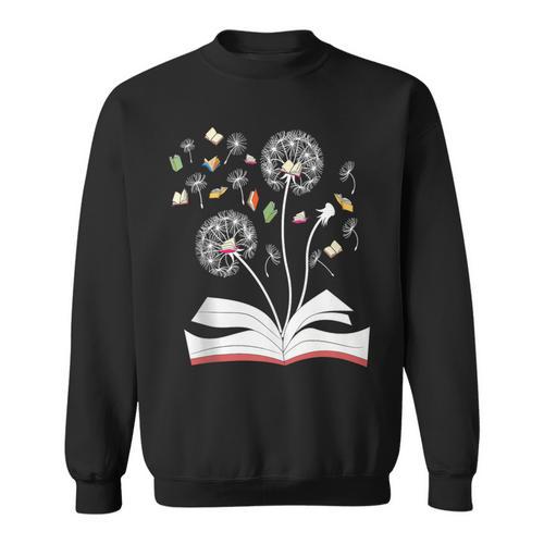 Dandelion Floral Book Reading Lovers Graphics Sweatshirt - Bookorys UK