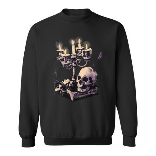 Dark Academia Aesthetic Gothic Book Candle Skull Red Rose Sweatshirt - Bookorys
