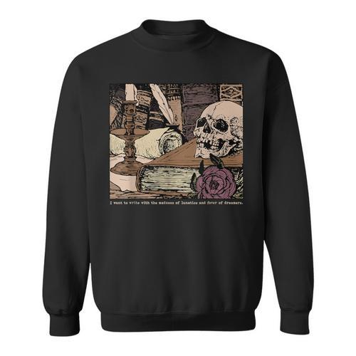 Dark Academia Aesthetic Skull Writer Authors Book Lover Sweatshirt - Bookorys AU