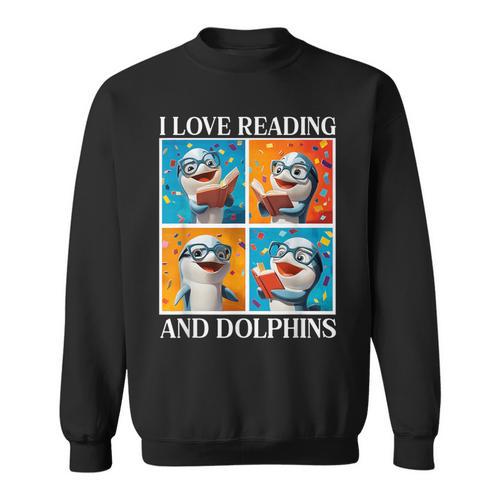 Dolphin Love Reading And Dolphins Child Book Lover Sweatshirt - Bookorys AU