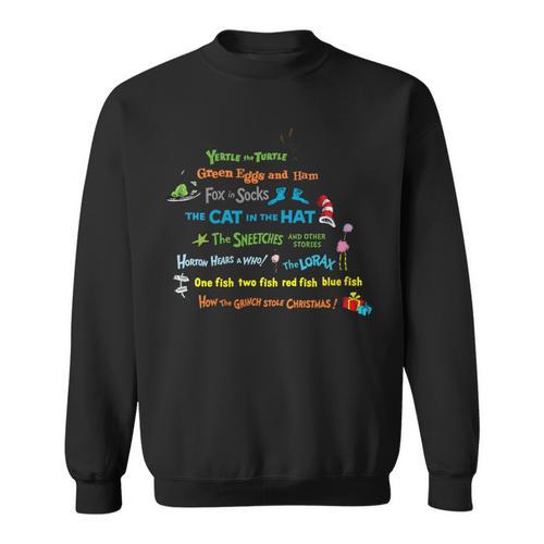 Dr Seuss Book Title Sweatshirt - Bookorys CA