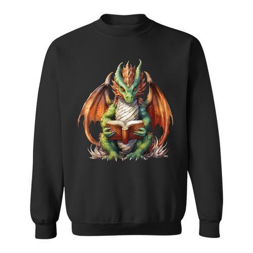 Dragon With Book Sweatshirt - Bookorys AU