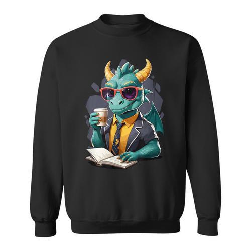 Dragon Reading Book Fantasy Reader Graphic Sweatshirt - Bookorys AU