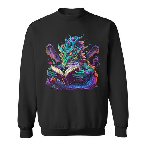 Dragon Reading Book Sweatshirt - Bookorys AU