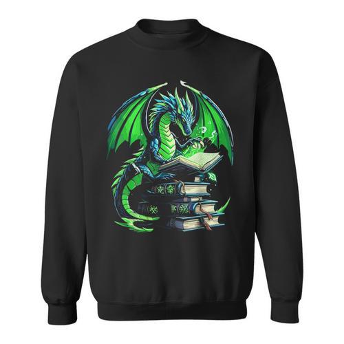 Dragon Reading Books Bookworm Sweatshirt - Bookorys AU
