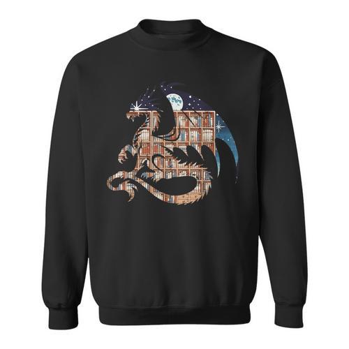 Dragon Silhouette Books Librarian Bookworm Women Men Kids Sweatshirt - Bookorys DE