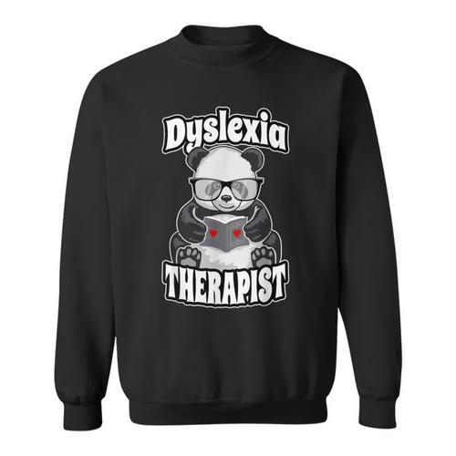 Dyslexia Therapist Teacher Dyslexic Therapy Panda Book Heart Sweatshirt - Bookorys