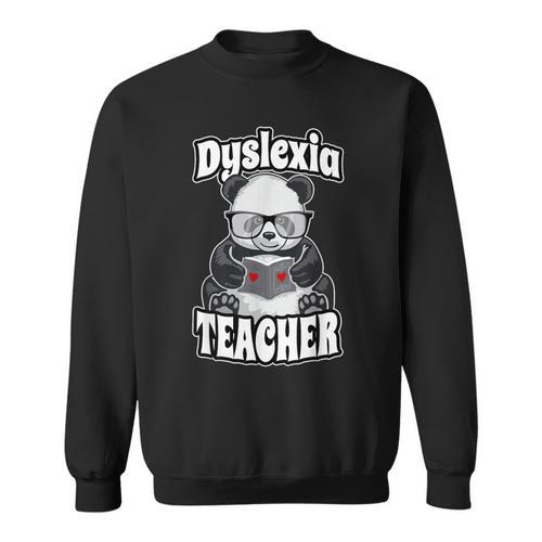 Dyslexia Teacher Therapist Dyslexic Therapy Panda Book Heart Sweatshirt - Bookorys