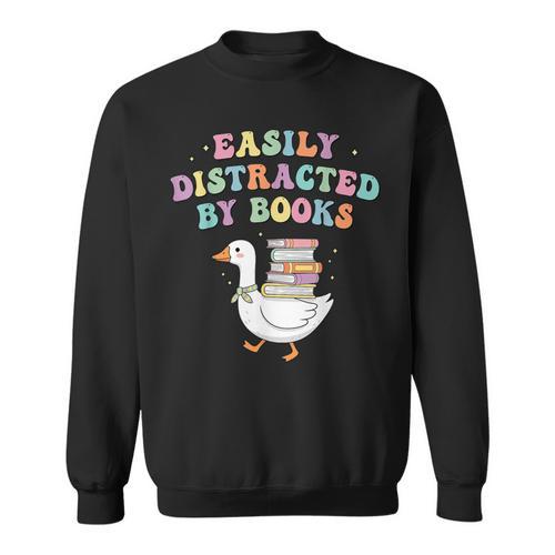 Easily Distracted By Books Silly-Goose Bookish Library Read Sweatshirt - Bookorys AU