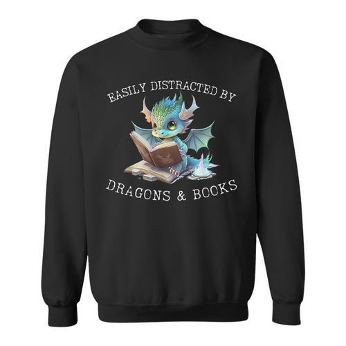 Easily Distracted By Dragons And Books Introvert Shirt Sweatshirt - Bookorys AU