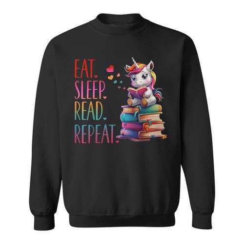 Eat Sleep Read Repeat Unicorn Read Book Reading Lovers Kids Sweatshirt - Bookorys
