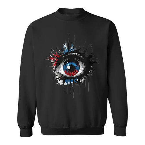 Evil Eye Comic Book Art Eyes Red Blue Grunge Aesthetic Sweatshirt - Bookorys CA