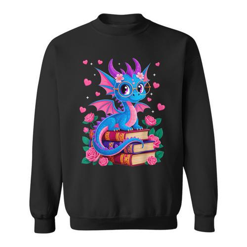 Fantasy Dragon Reading Books Bookworm Sweatshirt - Bookorys