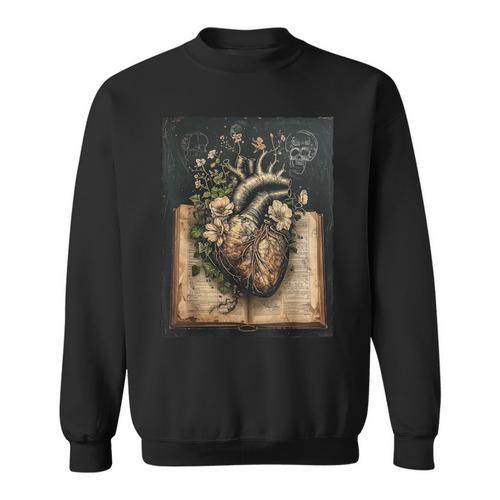 Floral Anatomical Heart Dark Academia Vintage Gothic Book Sweatshirt - Bookorys