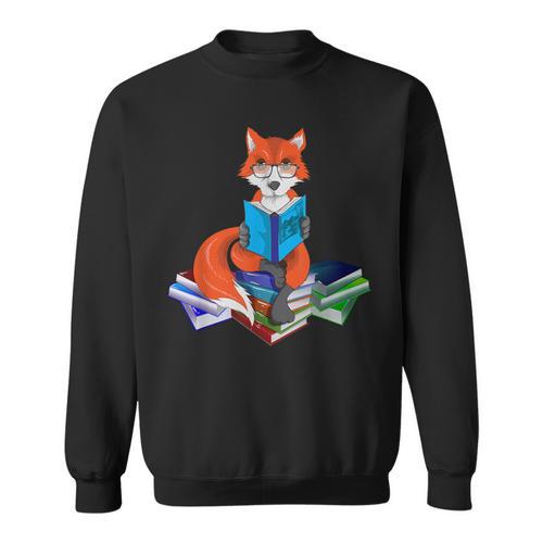 Fox Nerd Reading Books Bookworm Library Book Sweatshirt - Bookorys CA