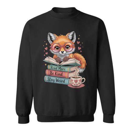 Fox Read More Books Stay Weird Cottagecore Reader Aesthetic Sweatshirt - Bookorys