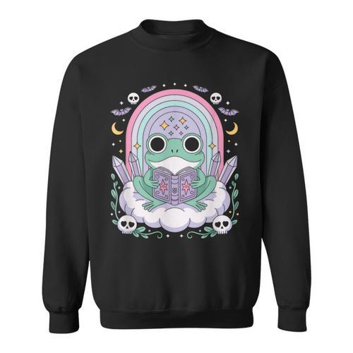 Frog Book Cottagecore Kawaii Gothic Cute Pastel Goth Sweatshirt - Bookorys