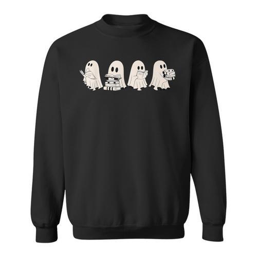 Ghost Book Reading Halloween Books Lover Teacher Kids Sweatshirt - Bookorys CA