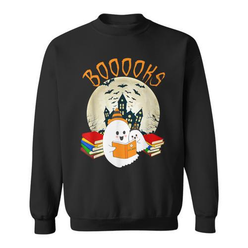 Ghost Book Reading Halloween Booooks Teacher Sweatshirt - Bookorys CA