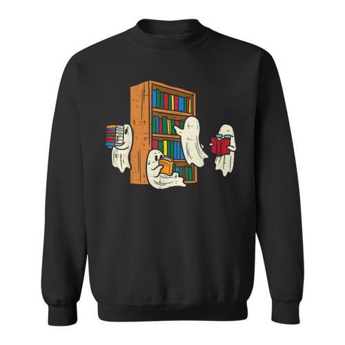 Ghosts Reading Books Teacher Halloween Librarian Boooks Sweatshirt - Bookorys AU