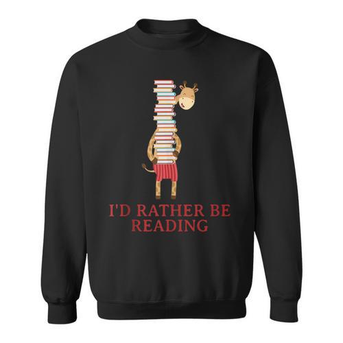 Giraffe Book Lovers I'd Rather Be Reading T Shirt Sweatshirt - Bookorys DE