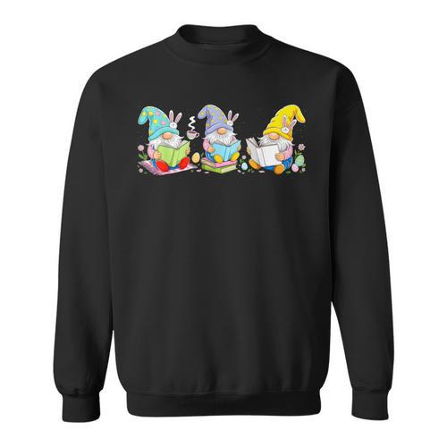 Gnomes Reading Books Teacher Easter Day Eggs Book Lovers Sweatshirt - Bookorys UK