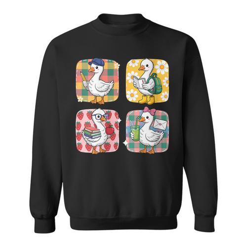 Goose Teacher Back To School Goose Books Student Cute Sweatshirt - Bookorys