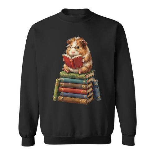 Guinea Pig Reading Book Cute Librarian Books Lover Sweatshirt - Bookorys