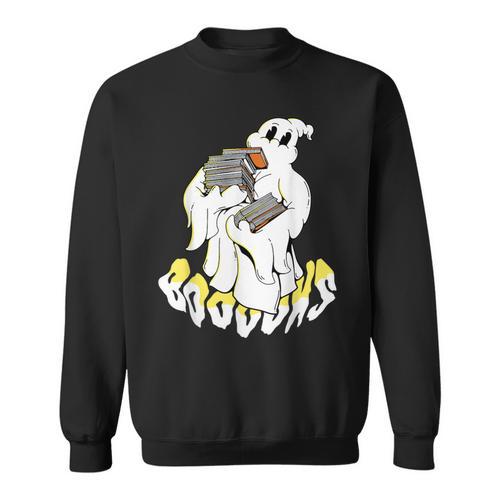 Halloween Books Cute Ghost Reading Booooks Teacher Sweatshirt - Bookorys UK