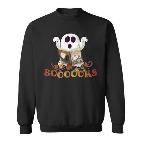 Halloween Books Cute Ghost Reading Library Boooooks Autumn Sweatshirt - Bookorys