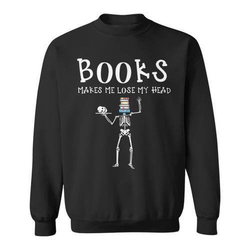 Halloween Literacy Teacher Books Skeleton Librarian Reading For Men Women Kids Sweatshirt - Bookorys
