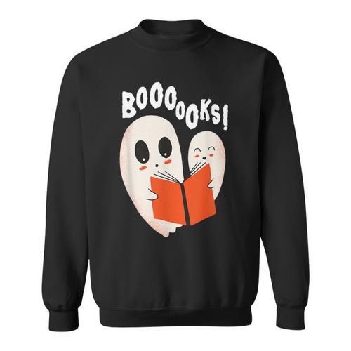Halloween Teacher Library Ghost Books Men Women Kids Sweatshirt - Bookorys AU