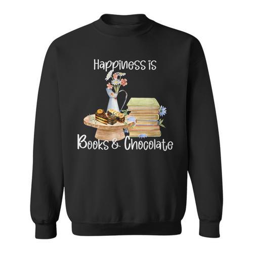 Happiness Is Books And Chocolate Sweatshirt - Bookorys AU