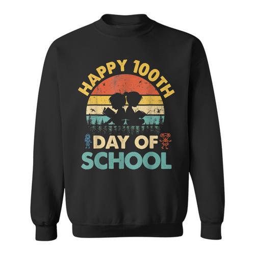 Happy 100th Day Of School Teacher Reading Book For Men Women Girls Kids Sweatshirt - Bookorys CA