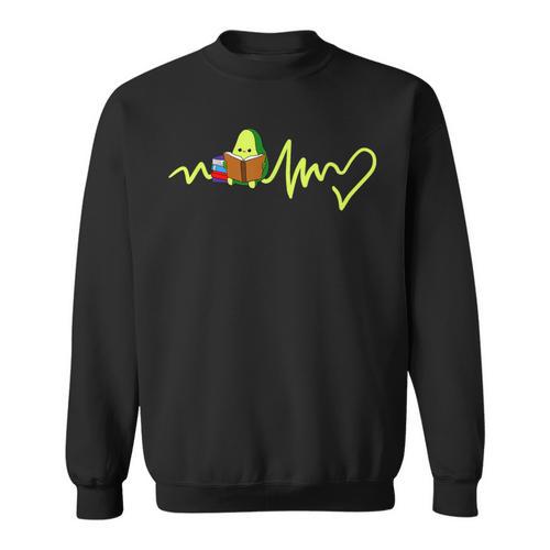 Heartbeat Avocado Reading Book Sweatshirt - Bookorys DE