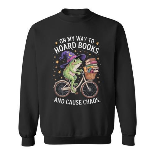 On My Way To Hoard Books And Cause Chaos Frog Sweatshirt - Bookorys UK