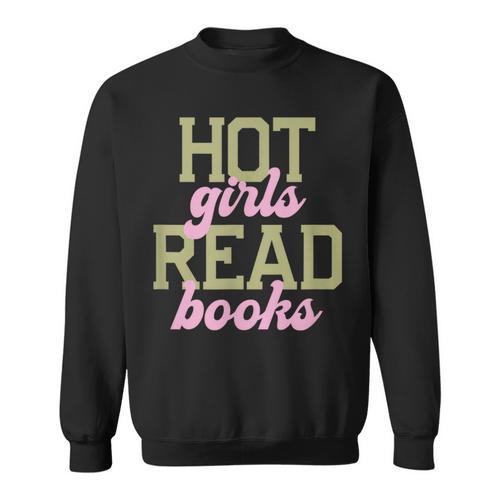 Hot Girls Read Books Retro Varsity Aesthetic Reading Sweatshirt - Bookorys UK