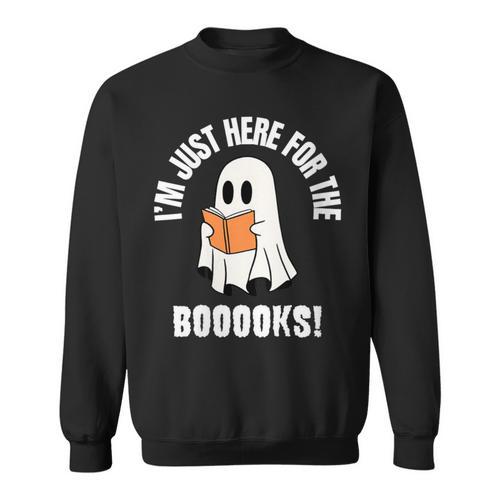 I'm Just Here For The Books Read More Boooks Halloween Sweatshirt - Bookorys DE