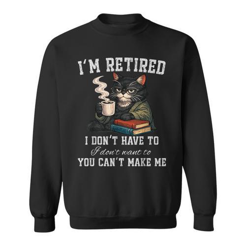 I'm Retired 2026 Cat Reading Book Retirement Sweatshirt - Bookorys