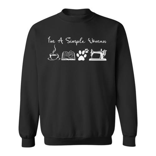 I’m A Simple Woman Sewing Dog Coffee Book Sweatshirt - Bookorys