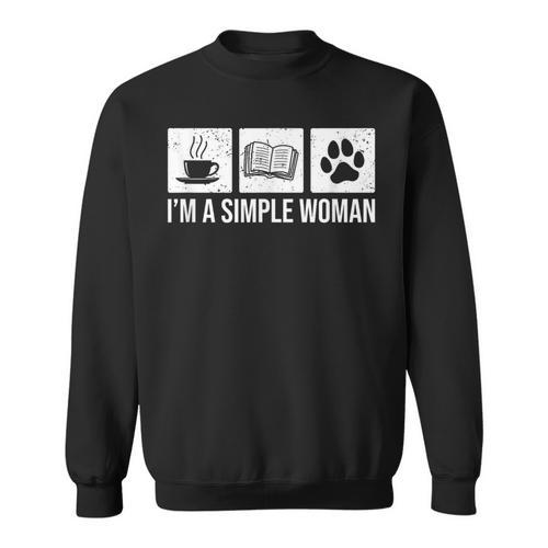 I'm A Simple Woman Tea Books & Dogs Reading Lover Sweatshirt - Bookorys CA