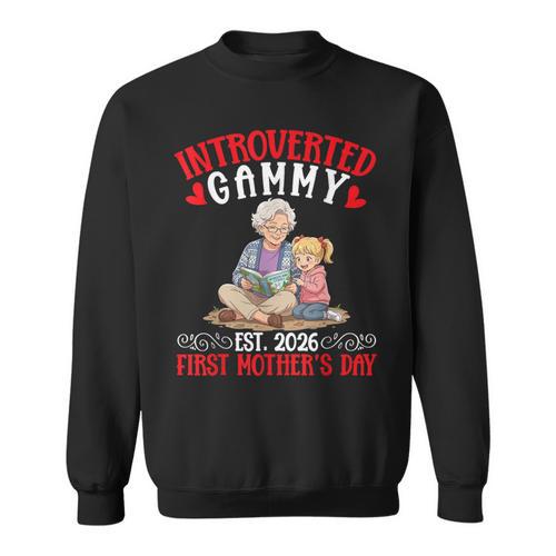Introverted Gammy Est 2026 First Mother's Day Reading Book Sweatshirt - Bookorys DE