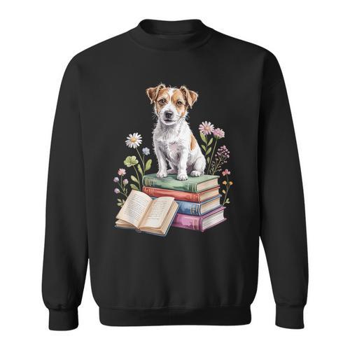 Jack Russell Terrier Bookworm Flowers Book Reading Books Sweatshirt - Bookorys