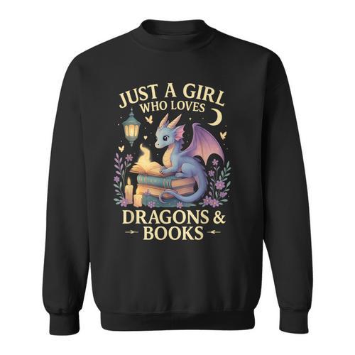 Just a Girl Who Loves Cute Dragons And Books Sweatshirt - Bookorys