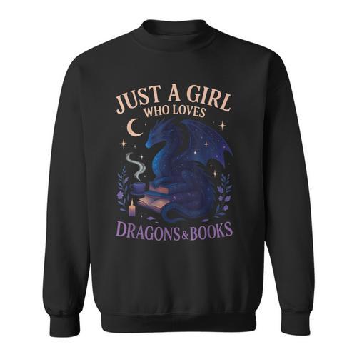 Just a Girl Who Loves Dragons And Books Fantasy Sweatshirt - Bookorys AU