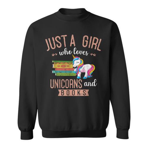 Just A Girl Who Loves Unicorns And Books Women Reading Sweatshirt - Bookorys DE