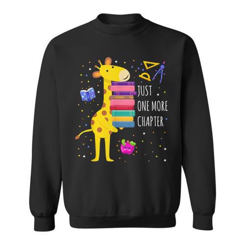 Just One More Chapter Cute Giraffe Book Reading Nerd Sweatshirt - Bookorys CA