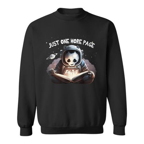 Just One More Page Panda Astronaut Space Suite Book Reading Sweatshirt - Bookorys